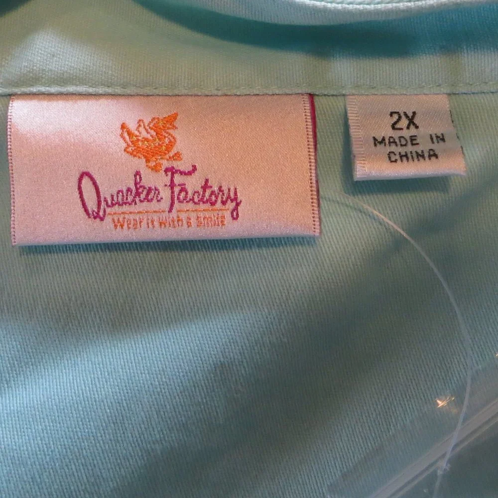 Quacker Factory Womens Light Weight Jacket Turquois Color Sewn Designs Size 2XL - Picture 8 of 9